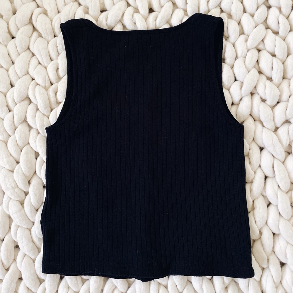 Madewell Ribbed Button-Front Crop Tank - Picture 4 of 7